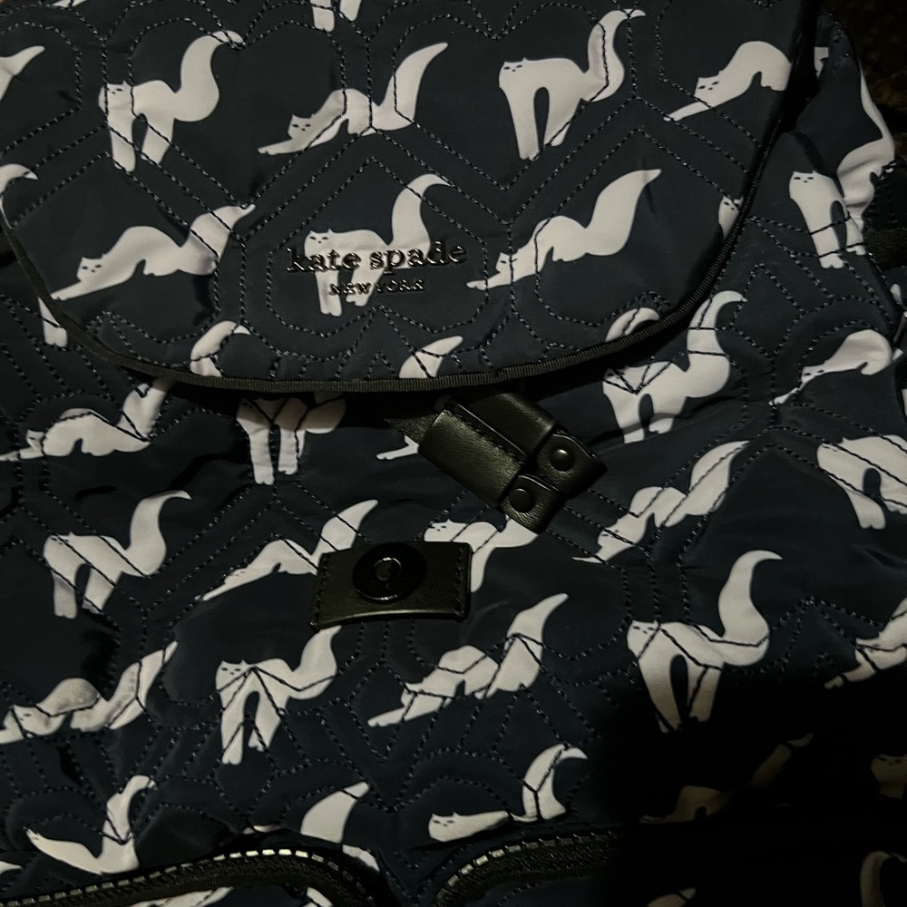 Kate Spade Navy and White Fox Pattern Backpack